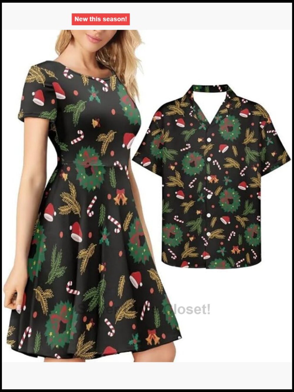 Women's Christmas Graphic Swing Dress Short Sleeve Round Neck A-Line